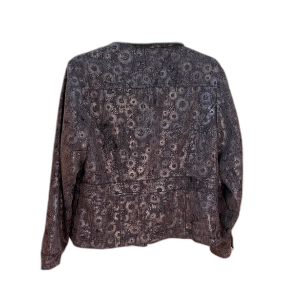 Coldwater Creek Metallic Brown Abstract Print Snap Front Jacket 12P - Picture 2 of 8